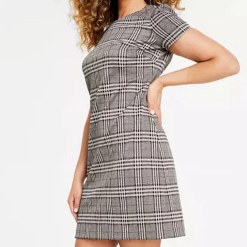 Calvin Klein Jacquard Plaid Short Sleeve Dress